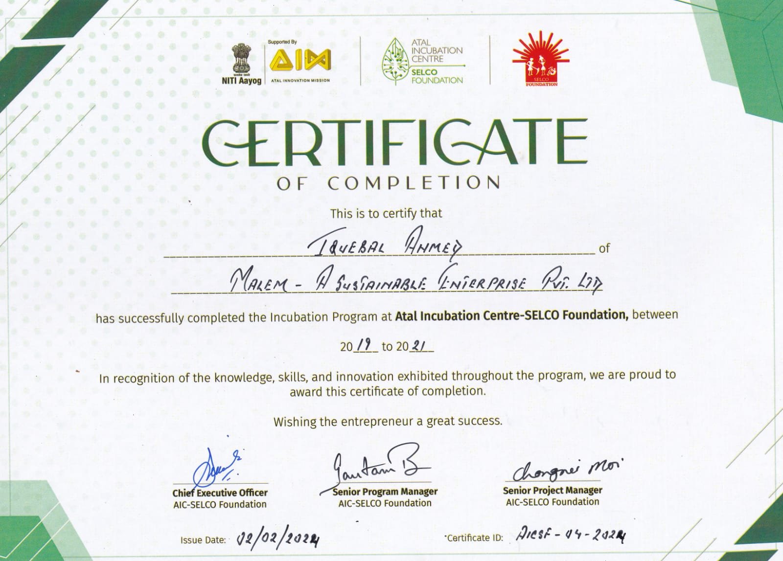 Certificate 3